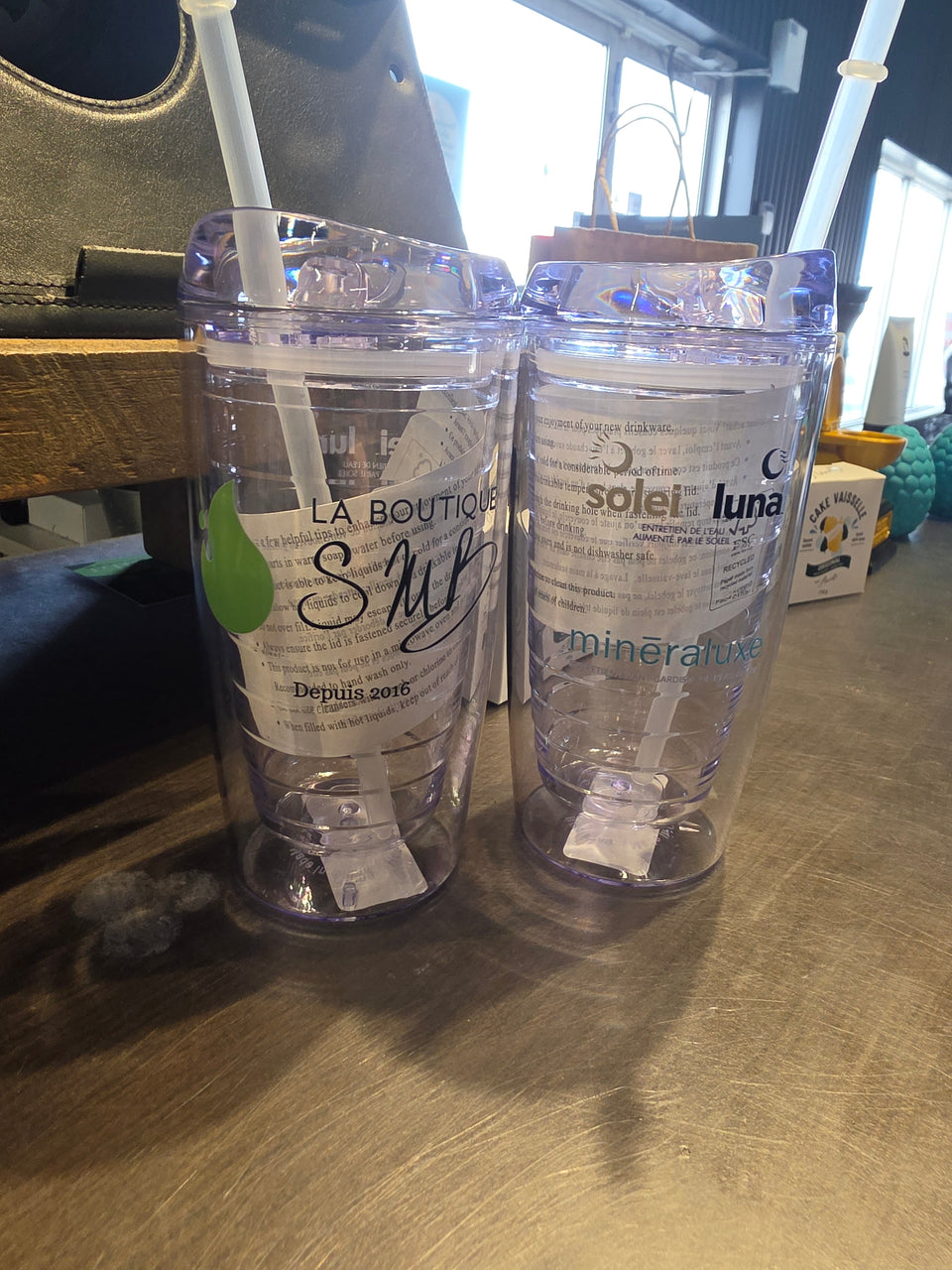 Goblet double paroi avec paille logo smb